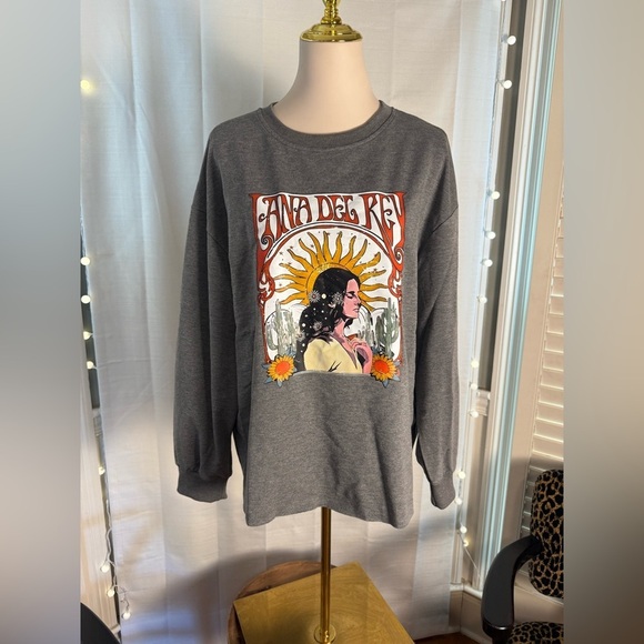 Lana Del Ray Gray Graphic Sweatshirt with Sunflower Design XL - Picture 8 of 8